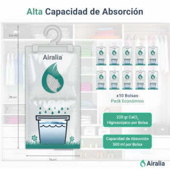 10 perchas anti humedad desechables que se pueden colgar para quitar la humedad en distintas zonas de aplicación: habitación, cuarto de baño, cocina, salón, sótano, armario o guardarropa, garaje, muebles, caravanas, barcos, oficinas